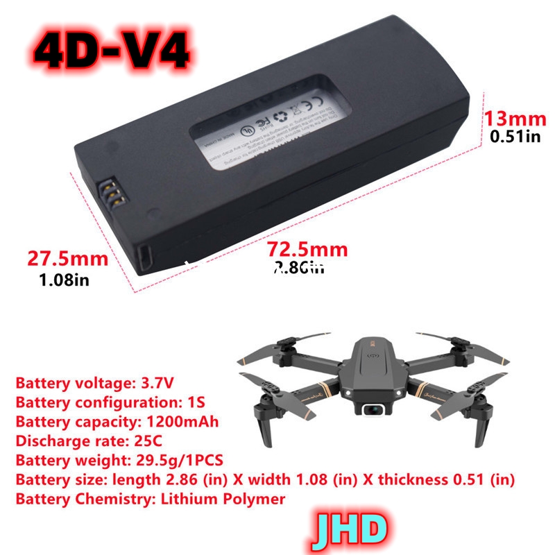 JHD Bateria 4DRC V4 Battery 3. - Drone Rc V4 review and price